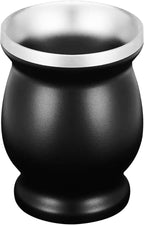 LA FEE Yerba Mate Natural Gourd/Tea Cup Set Brown (Original Traditional Mate Cup - 8 Ounces)，Includes Yerba Mate Straw & Cleaning Brush，Stainless Steel | Double-Walled | Easy to Clean (Black)