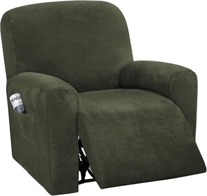 H.VERSAILTEX Velvet Stretch Recliner Couch Covers 4-Pieces Style Recliner Chair by HVERSAILTEX