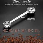 CoaGu Stainless Steel Coffee Scoop Set: Two-Piece Long Handle 1 Tbsp & 2 Tbsp Scoops for Effortless Serving from Large Coffee Bags and Baking Ingredients