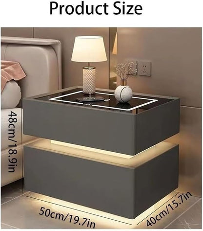 Modern Smart Nightstand with Wireless Charging with LED Sensor Light, Smart - Image 2