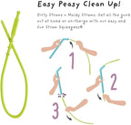 Premium Reusable Silicone Drinking Straws + Patented Straw Squeegee - 9” Long With Curved Bend for 20/30/32oz Tumblers - Neutral Pastel Colors, BPA Free, Flexible, Bendy