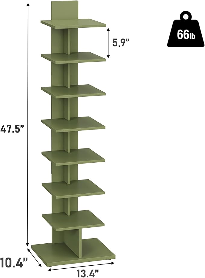 TUTOTAK Bookshelf, 8-Tier Bookcase, Narrow Spine Book Shelf - Image 2