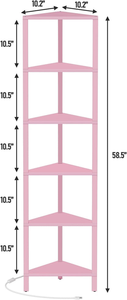 TUTOTAK Corner Shelf with LED Light, 6-Tier Corner Bookshelf - Image 2