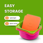 Babadoh Pizza Dough Proofing Silicone Containers with Lids | Pizza Making Accessories | The Perfect Pizza | Set of 3 | Multi Bright (1 Berry, 1 Orange, 1 Lime) | Original Size (make 12" Pizzas)