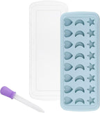 Moon Stars and Heart Ice Cube Tray Silicone Molds with Liquid Dropper，Easy Release Ice Trays with Lid, 24 Cavity Heart Mold for Ice Cubes, Gelatine, Chocolate, Baking and Candy