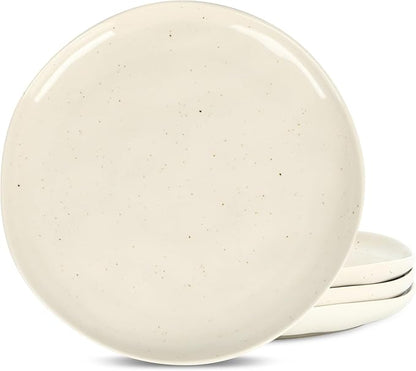 Stone Lain Mirella 4-Piece Dinner Plate Set Stoneware, Dishwasher and Microwave Safe, Beige