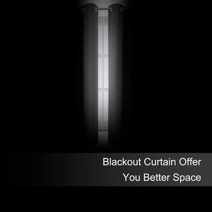 Blackout Curtains 66 x 54 Inch Long Frost Grey Curtains Set of 2 Panels Room - Image 3