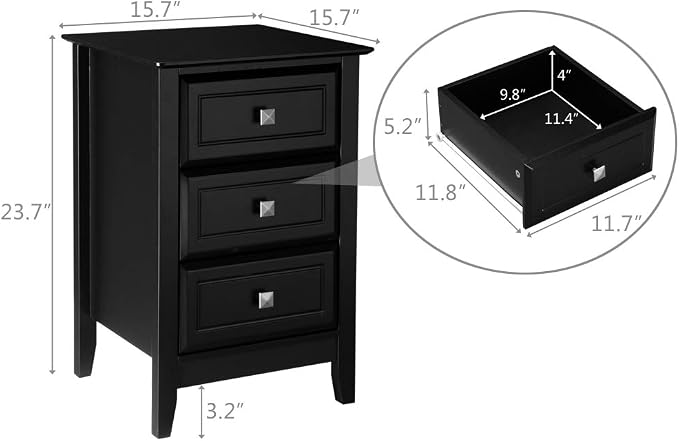 Bonnlo Upgraded Black Nightstand - Image 3