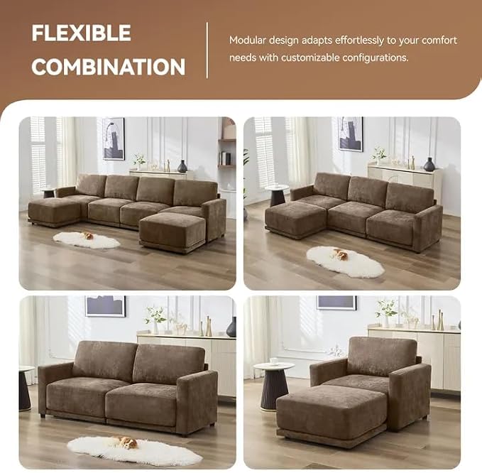 77.4" Chenille Modular Loveseat Oversized Upholstered 2 Seater Sectional Sofa - Image 6