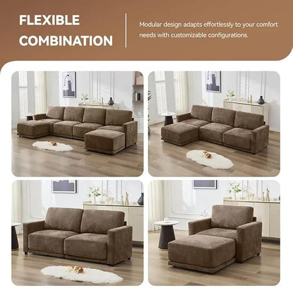 77.4" Chenille Modular Loveseat Oversized Upholstered 2 Seater Sectional Sofa - Image 6