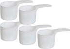 70 mL Plastic Measuring Packaging Scoop (=70 cc/ = 4.73 Tablespoon/ = 2.37 fl oz/ = 0.3 Cup), Meidum Handle - to Measure and Dispense Spices, Granules, Powders, for Seeds Packing (5)