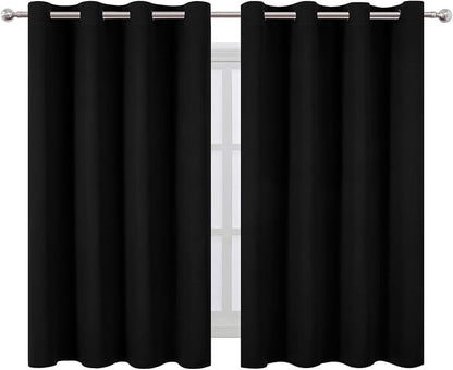 Blackout Curtains 66 x 54 Inch Long Black Curtains Set of 2 Panels Room - Image 2