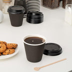 Restaurantware 8 Ounce Disposable Cups Pack of 25 Double Wall Hot Cups–Lids Sold Separately, Designed with a Rippled Wall and Black Paper Insulation, Ideal for Coffee, Hot Chocolate, and Tea