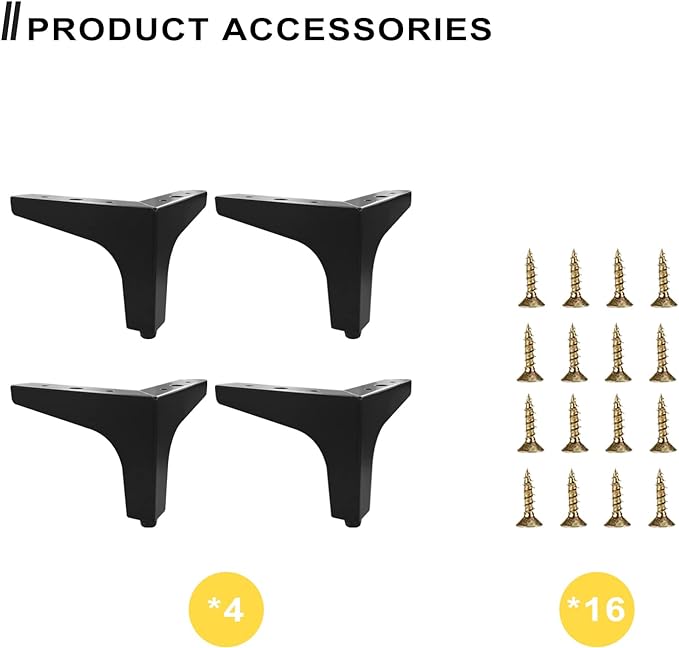AODIOU Furniture Legs Metal Feet: Cabinet Legs 4 Inch Triangle Feet Replacement - Image 4