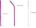 10 Pcs Stainless Steel Straws, Reusable Drinking Straws, 5 Straight + 5 Bent Metal Straws Set With 2 Pcs Cleaning Brushes (Rose Red, 8.5 Inch)