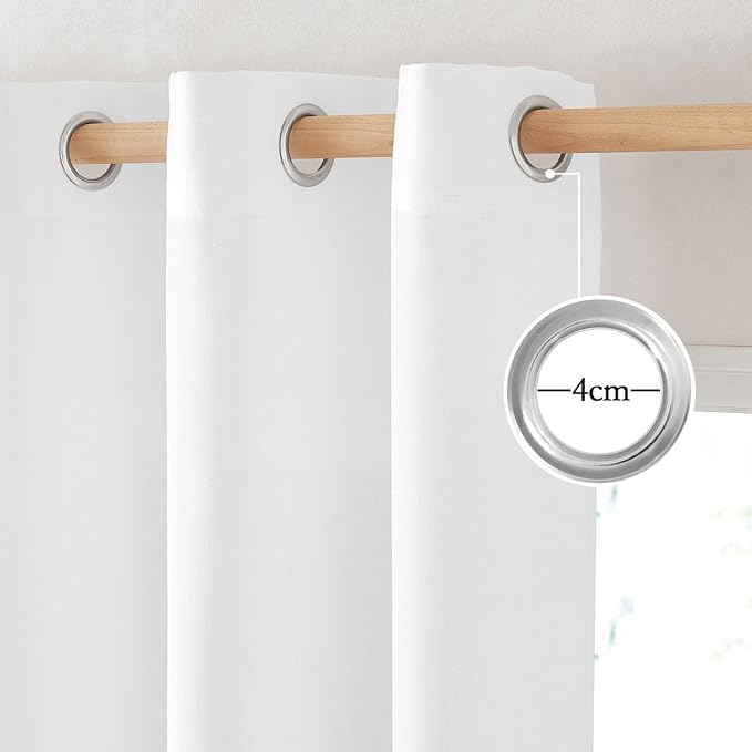 NICETOWN Linen White Curtains 96 inches Long, Grommet Thick Linen Blend Privacy - Image 2