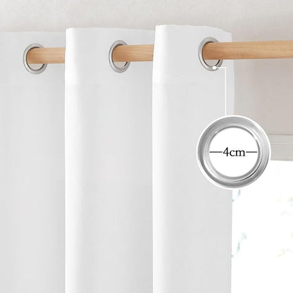 NICETOWN Linen White Curtains 96 inches Long, Grommet Thick Linen Blend Privacy - Image 2