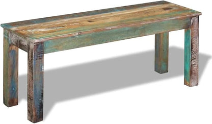 vidaXL Bench Solid Reclaimed Wood Dining Seats Outdoor Home Hall Chair Lounge - Image 5