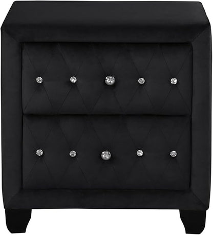 Sophia Modern Style Crystal Tufted 2-Drawer Nightstand Upholstered by MatrixFurnitureGroup