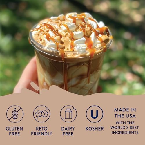 Jordan's Skinny Syrups Sugar Free Coffee Syrup, Salted Caramel Flavor Drink Mix, Zero Calorie Flavoring for Chai Latte, Protein Shake, Food & More, Gluten Free, Keto Friendly, 25.4 Fl Oz, (Pack of 6)