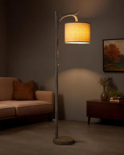 OYEARS Rustic Farmhouse Tree Trunk Floor Lamp Classic Country Wood Grain Resin - Image 5