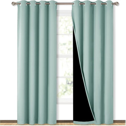 NICETOWN Aqua Blue 100% Blackout Curtain Set, Thermal Insulated & Energy by NICETOWN