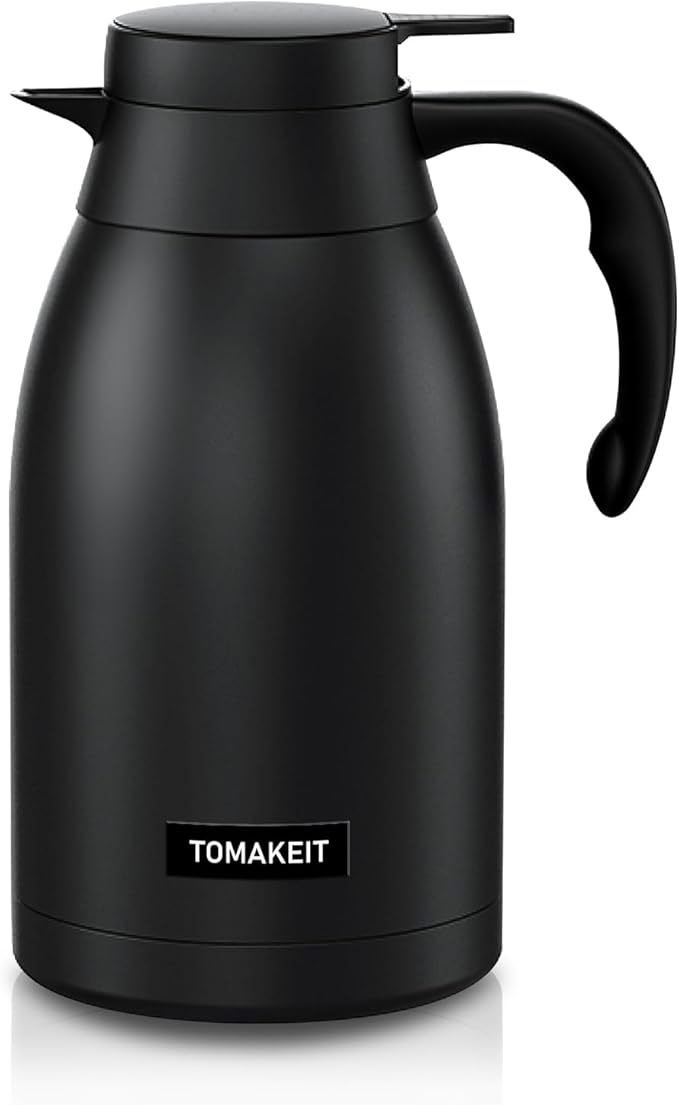 Thermal Coffee Carafe 2L/68 Oz Double-Wall Vacuum 304 Stainless Steel Insulated Thermoses Flask, 24-Hour Keeps Hot/Cold, Leak-Proof, for Travel, Work, Outdoor, BPA-Free, Easy to Clean