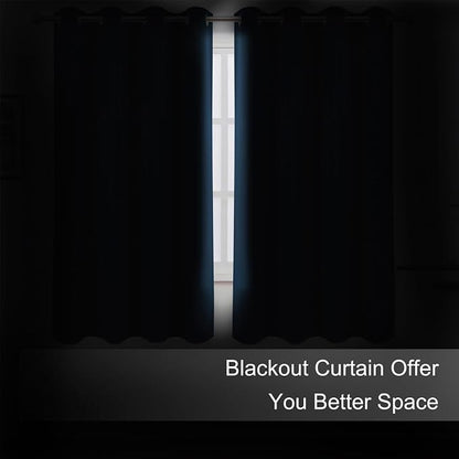 Blackout Curtains 66 x 54 Inch Long Navy Blue Curtains Set of 2 Panels Room - Image 3