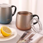 TYESO Office Coffee Mug,Vacuum Insulated Mug Double Wall Stainless Steel Tumbler Cup (Blue, 16 oz)