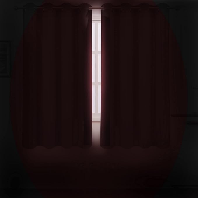 Burgundy Red Blackout Curtains/42 x 72 Inch/Set of 2 Panels Room Darkening - Image 3