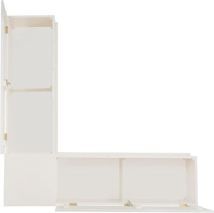 Linon Harris White Solid Pine Backless Nook - Image 16