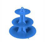 2Pcs 3-Tier Cupcake Stand, Cake Stand holder, Tiered DIY Cupcake Stand Tower for Dessert Table Displays, Birthday Theme Party Favors Decoration, Floral Tea Party, 12" W x 12.8" H, Blue