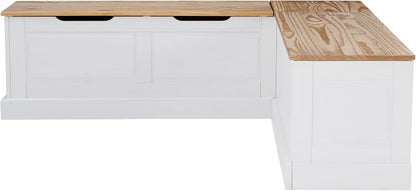 Linon Harris Natural and White Two Tone Backless Corner Breakfast Nook - Image 12