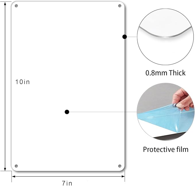 White Blank Metal Sign,10 x 7 Inches Sturdy Rust Free Aluminum Metal Signs White Color Blank Sign, Waterproof, Easy Mounting, Indoor or Outdoor Use (2)