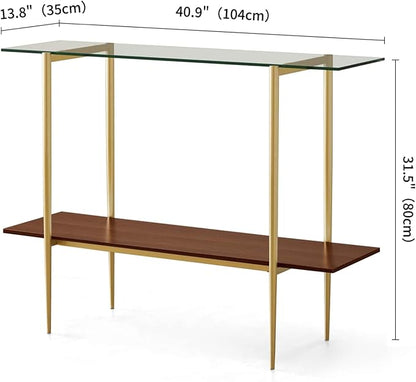 LumFurn Glass Console Table for Living Room, Foyer & Entrance, 2-Tiers - Image 2