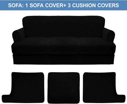 CUCRAF T Cushion Sofa Cover 4 Piece Slipcovers, Soft Thick Velvet Couch Cover - Image 5