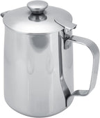 Stainless Steel Milk Frothing Pitcher, Stainless Steel Coffee Cup Mug Milk Frothing Pitcher Jug with Lid for Latte Coffee Art for Office Kitchen with handle(600ml)