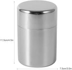AUNMAS Tea Tin Canister, Stainless Steel Tea Coffee Sugar Storage Container with Airtight Double Lids for Loose Tea and Tea Bags, Kitchen Cup for Coffee Sugar Seasoning Storage (450ml)