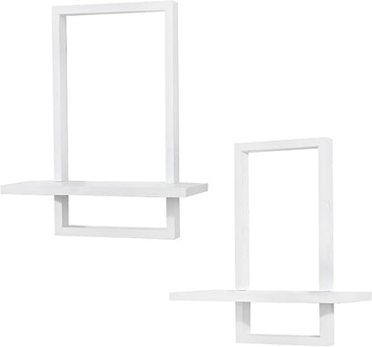 PHOENANCEE Square Wall Shelf, Framed Floating Shelves Set of 2, Decorative - Image 9