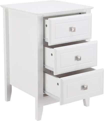 Bonnlo White Nightstand with 3 Drawers, Modern Night Stand - Image 6