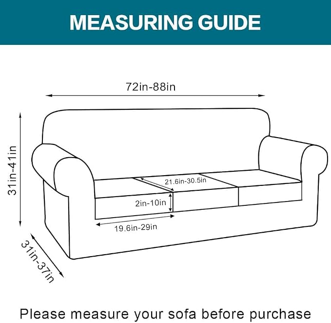 Turquoize 4 Piece Sofa Covers for 3 Cushion Couch Slipcover Soft Cover - Image 2