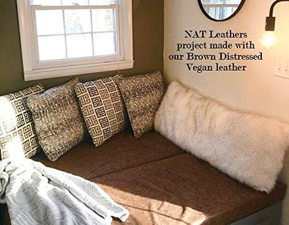 NAT Leathers™ | Brown Distressed 2 Tone Oily Faux Vegan Leather Sheet | 5 Yard - Image 6