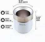 Matte 6.5 oz Yerba Mate Gourd and Bombilla Set - Includes DS Pro Box - BPA Free Yerba Mate Set Kit with Mate Straw, Elegant Design, Non-Slip Base (White)