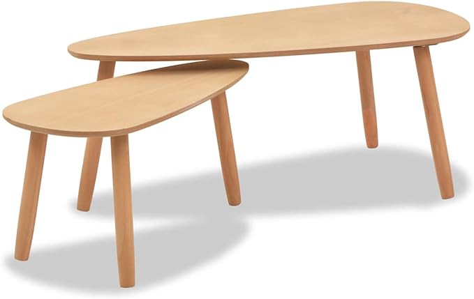 Gecheer Scandinavian Style Solid Pine Wood Coffee Tables - Image 2
