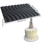 mostsom Fondant Silicone Mold for Cake Decoration Cake Border Downsand Pattern Impression Mat Fondant Embossing Stencil for DIY Cookies, Cupcakes, Chocolate, Flexible (F_Downsand)