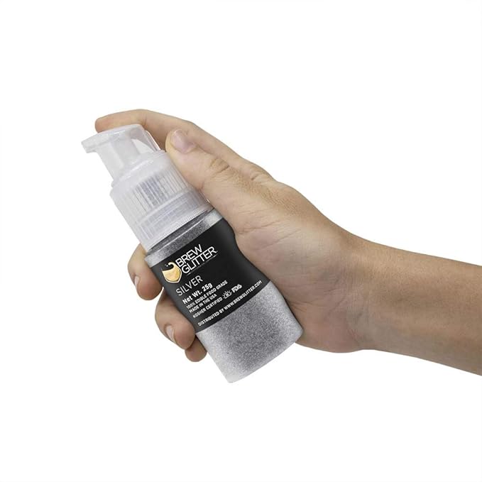 Brew Glitter - Silver (25g 1x Pump) | Edible Glitter for Cakes, Cupcakes, Cake Pops, Drinks, Desserts by Bakell