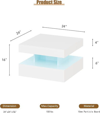 HedoAjim Small White Led Coffee Table - Image 2