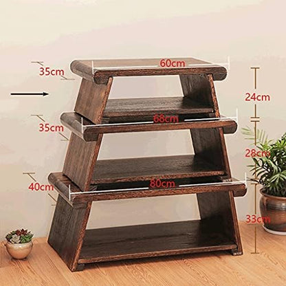 End Table, Coffee with Storage Shelf, 2-Tier Retro Japanese Tea - Image 3