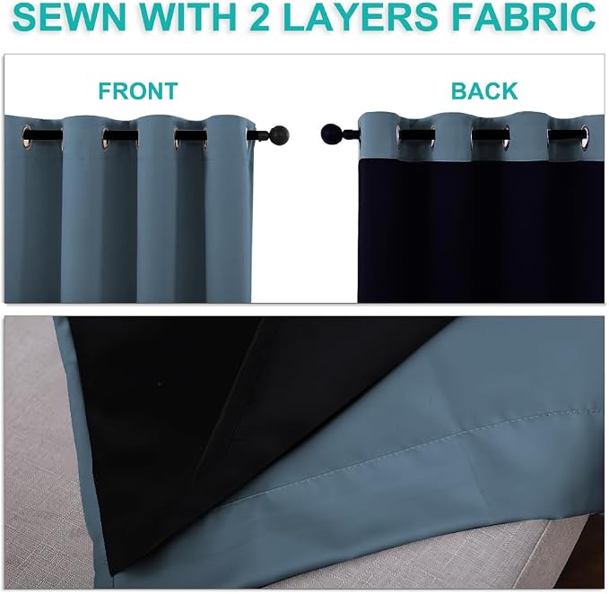 NICETOWN Full Shading Curtains 90 inches Long 2 Panels Set - Image 5