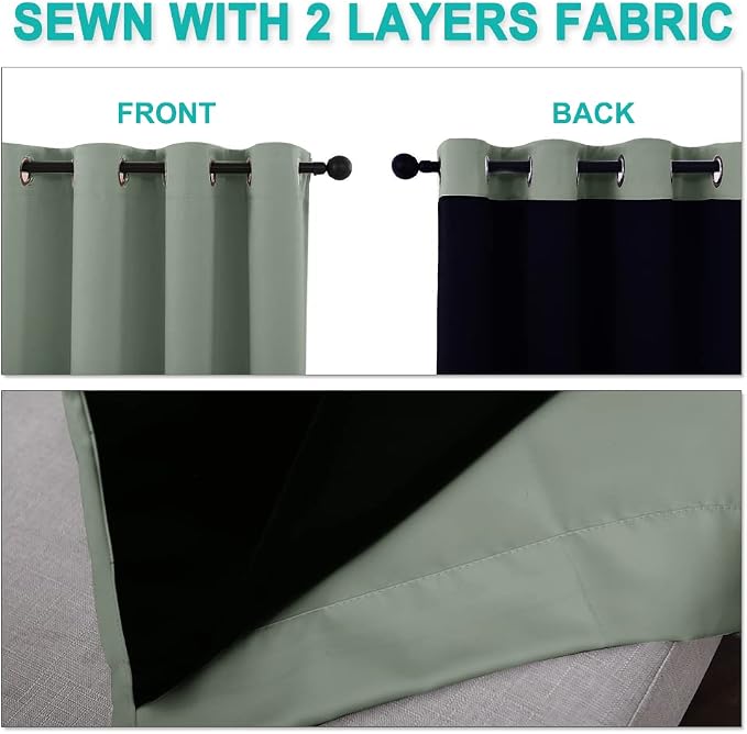 NICETOWN 100% Blackout Window Curtain Panels, Heat and Full Light Blocking - Image 5